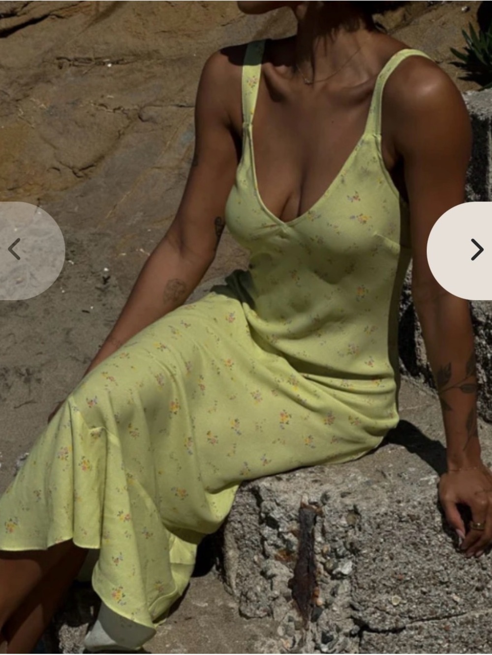 Rumored Pale Green Floral Maxi Slip Dress # 128